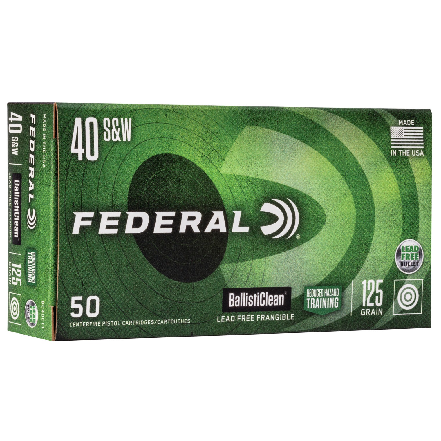 Federal BC40CT1 BallistiClean Reduced Hazard Training 40S&W 125gr Lead Free Frangible 50 Per Box/20 Case