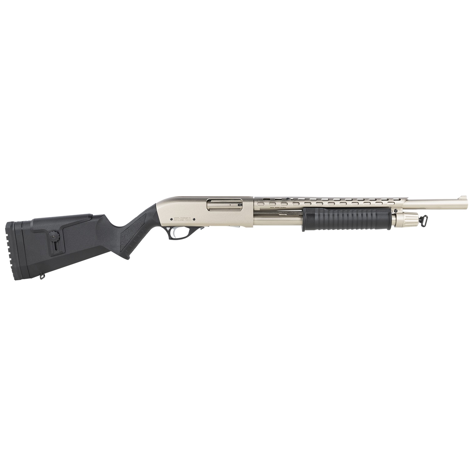 Rock Island AGM5 All Generations 12 Gauge Pump 3” 5+1 18.50” with Heat Shield, Nickel Barrel/Rec, Black Synthetic Furniture, Adj. Comb Stock