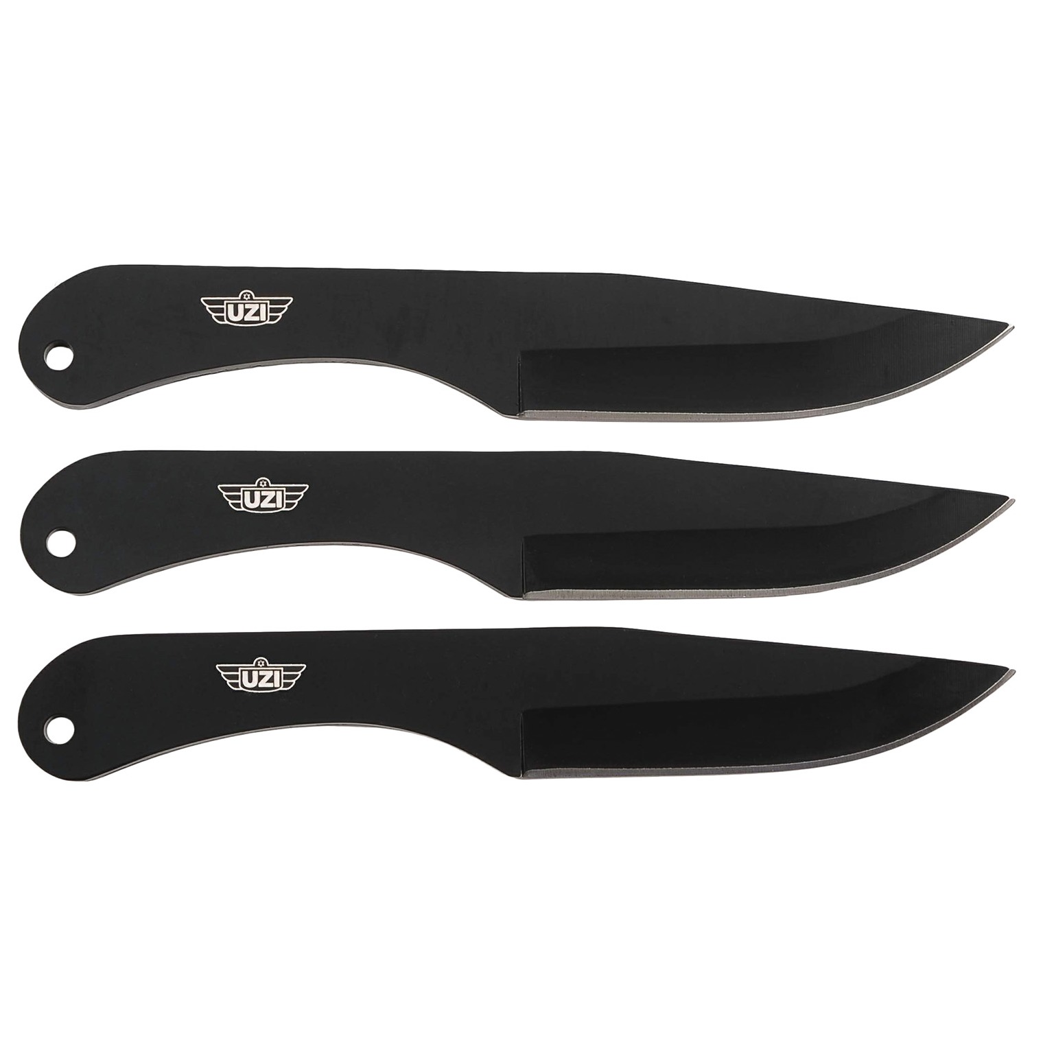 Uzi Accessories UZKTRW004 Throwing Knives IV Three, 8.25” Plain Black Stainless Steel