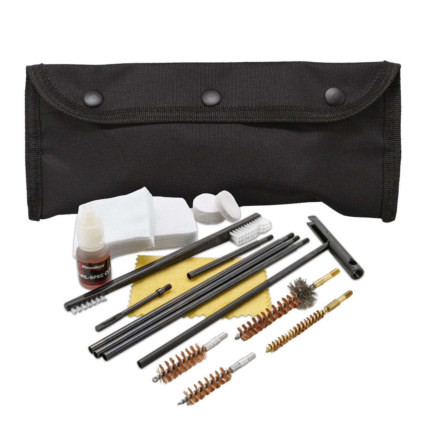 KleenBore POU301B All Caliber Cleaning Kit Handgun/Rifle Bronze/Nylon Bristles Nylon Case