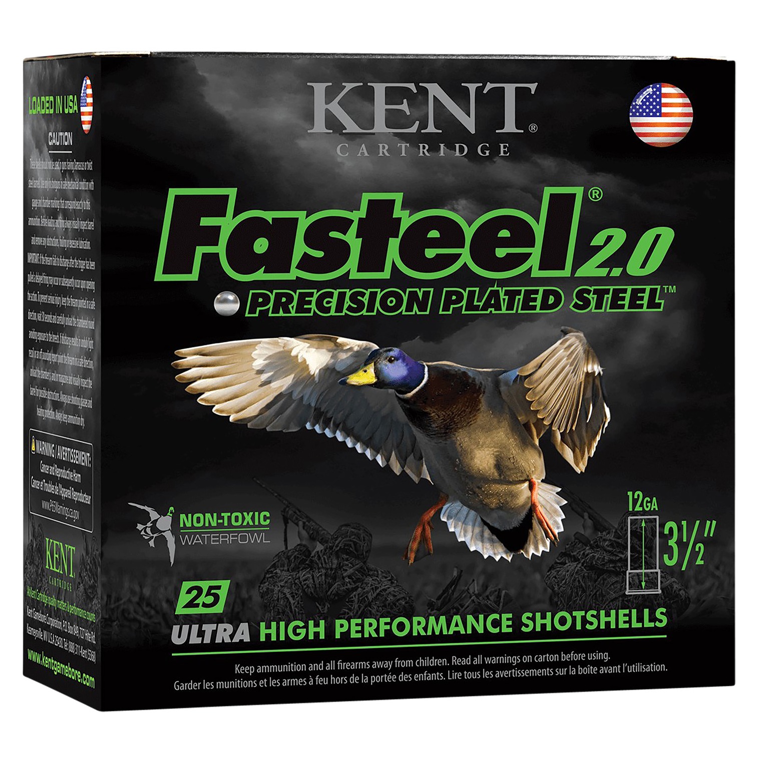 Kent Cartridge K123FSP36BBX2 Fasteel + 12 Gauge 3” 1 1/4 oz BB Shot 25 Per Box/ 10 Case