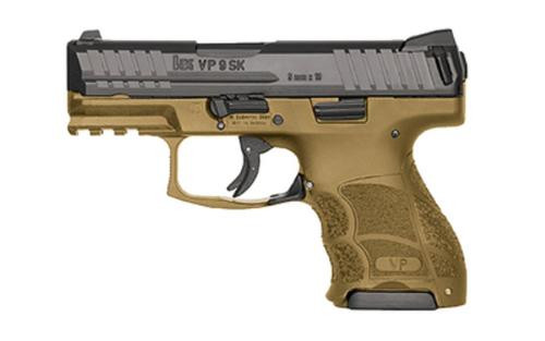 HK, VP9SK, Striker Fired, 9mm, 3.39" Barrel, Polymer Frame, Flat Dark Earth, Night Sights, 10Rd, 3 Magazines