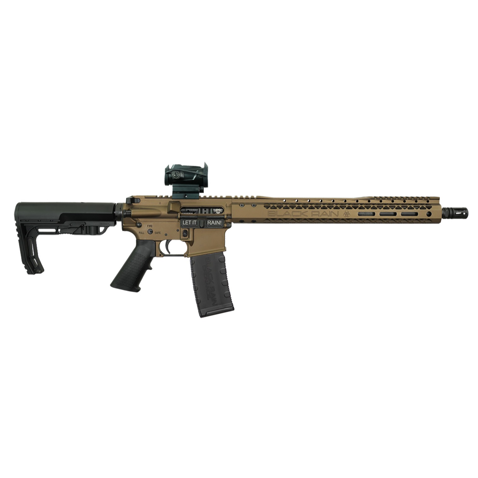 Black Rain Ordnance BRO23032201OPT Spec15 Billet 5.56x45mm NATO 30+1 16”, Burnt Bronze Rec/15” Slim Handguard, Black MFT Minimalist Stock, Burris Fastfire RD Red Dot