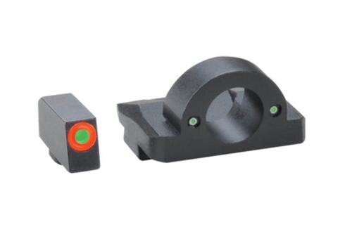 Ameriglo Ghost Ring U-RAP Night Sights, Glock 20/21/29/30/31/32/36/40/41, Green Fron, Orange Outline Green Rear