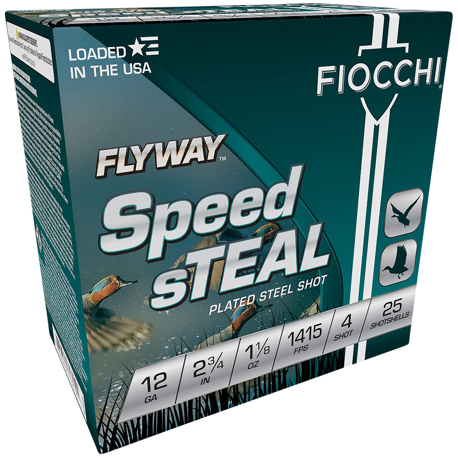 Fiocchi 12FST4 Flyway Speed Steel 12Gauge 2.75” 1 1/8oz 4Shot 25 Per Box/10 Case