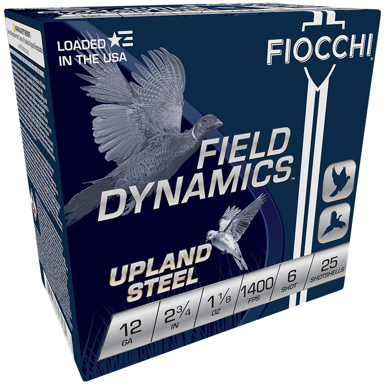 Fiocchi 12HVST6 Field Dynamics Upland Steel 12Gauge 2.75” 1 1/8oz 6Shot 25 Per Box/10 Case