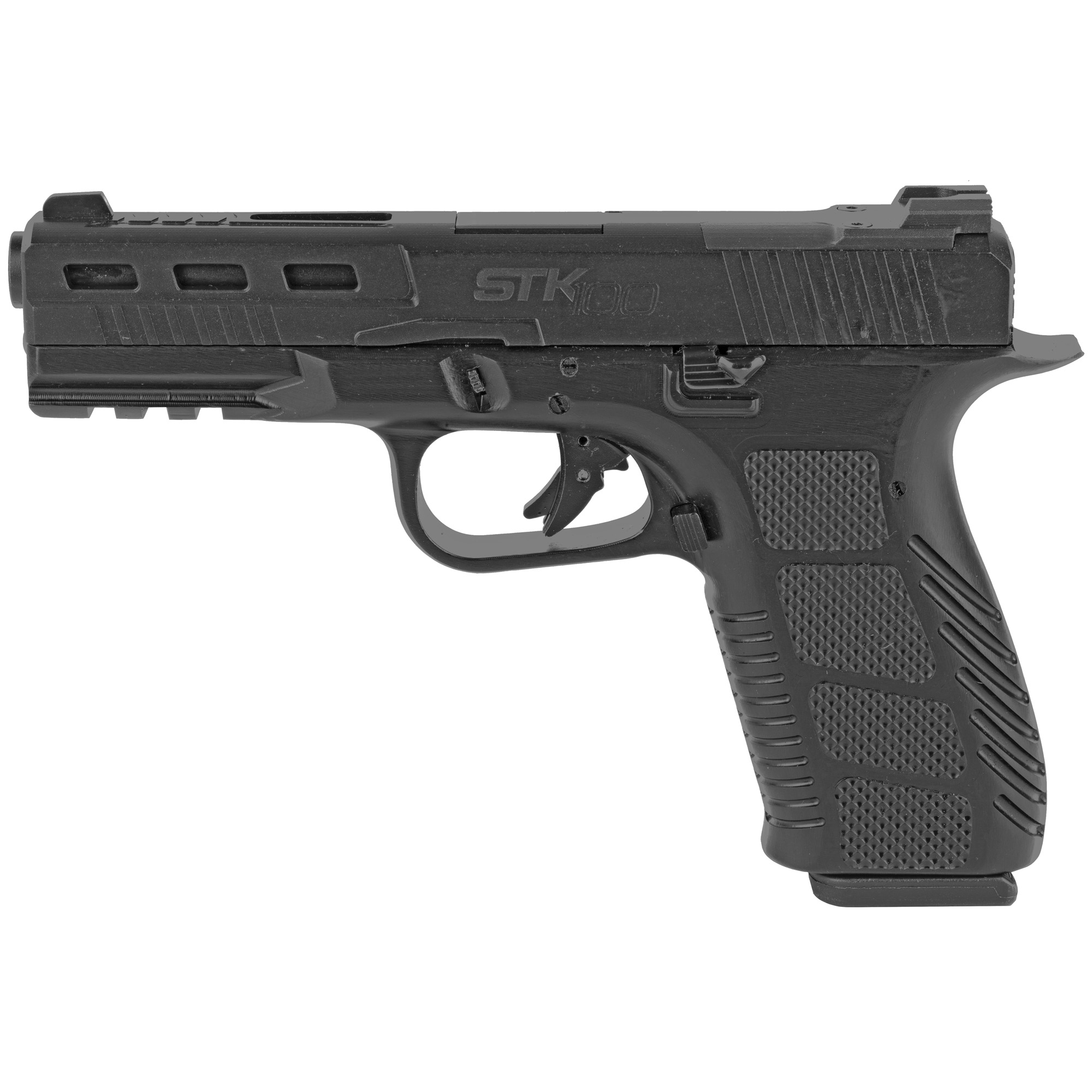 Rock Island 5662510 STK100 9mm Luger Caliber with 4.50” Barrel, 10+1 Capacity, Overall Black Anodized Finish Aluminum, Picatinny Rail/Beavertail Frame, Serrated Slide & Black Aluminum Grip