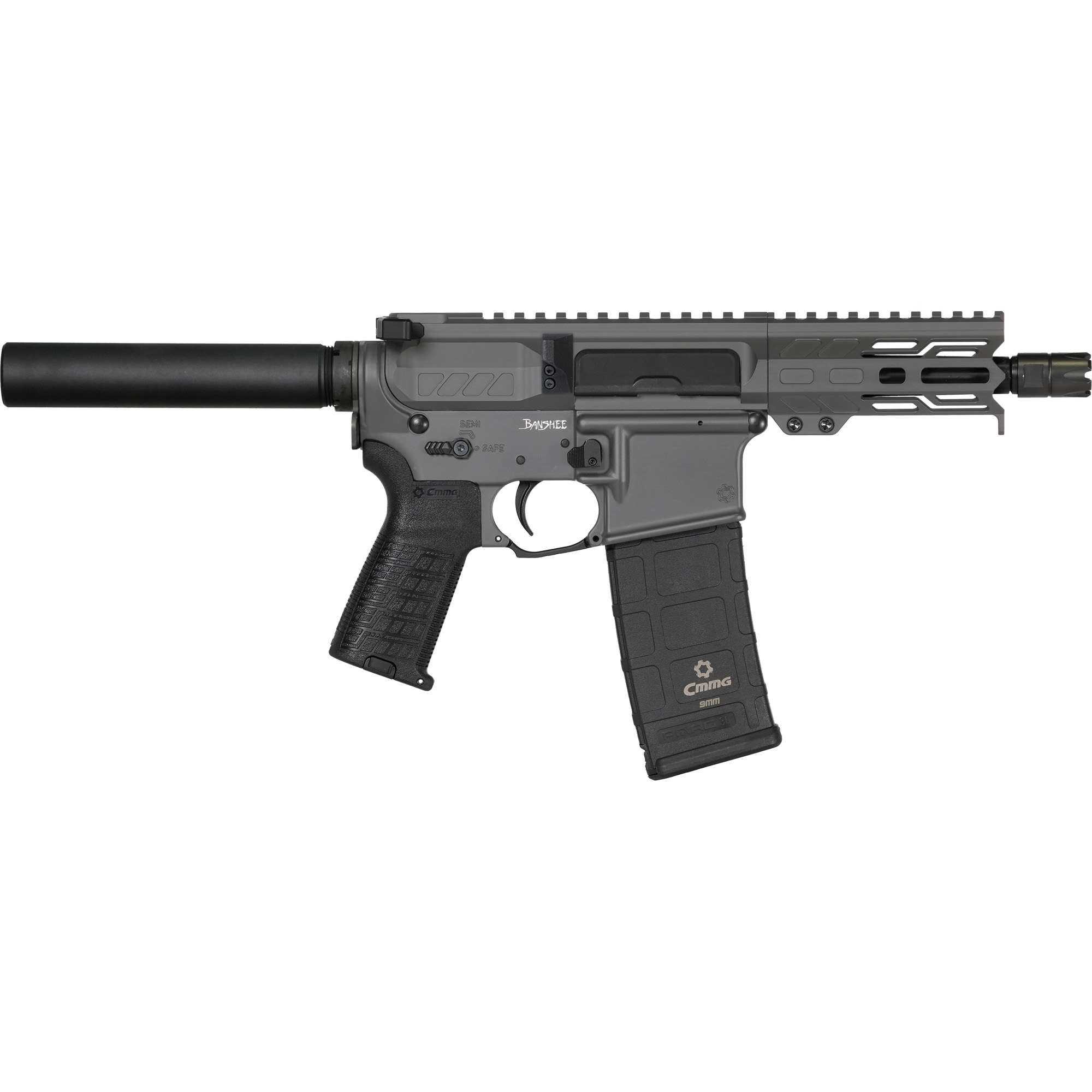 CMMG PE94A1798TNG Banshee MK4 9mm Luger 30+1 5”, Tungsten Gray Rec, Buffer Tube (No Brace), EML4 M-LOK Handguard, Zeroed Linear Comp (AR Conversion Mag Compatible)