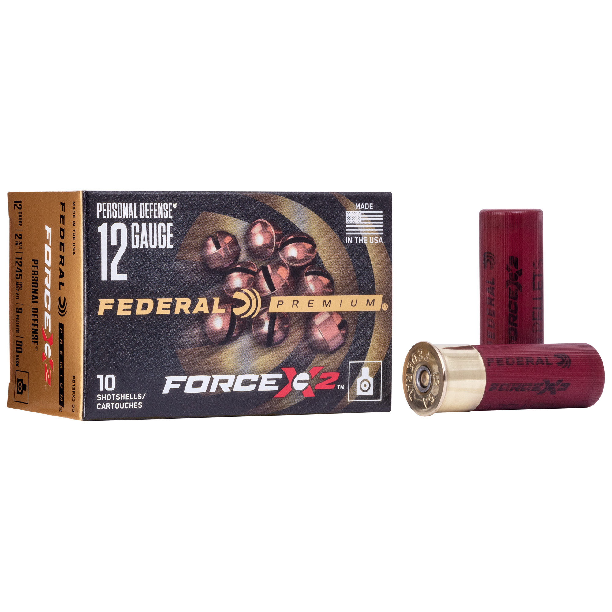 Federal PD12FX200 Force X2 12 Gauge 2.75” 9 Pellets 00 Buck Shot 10 Bx/ 5 Cs