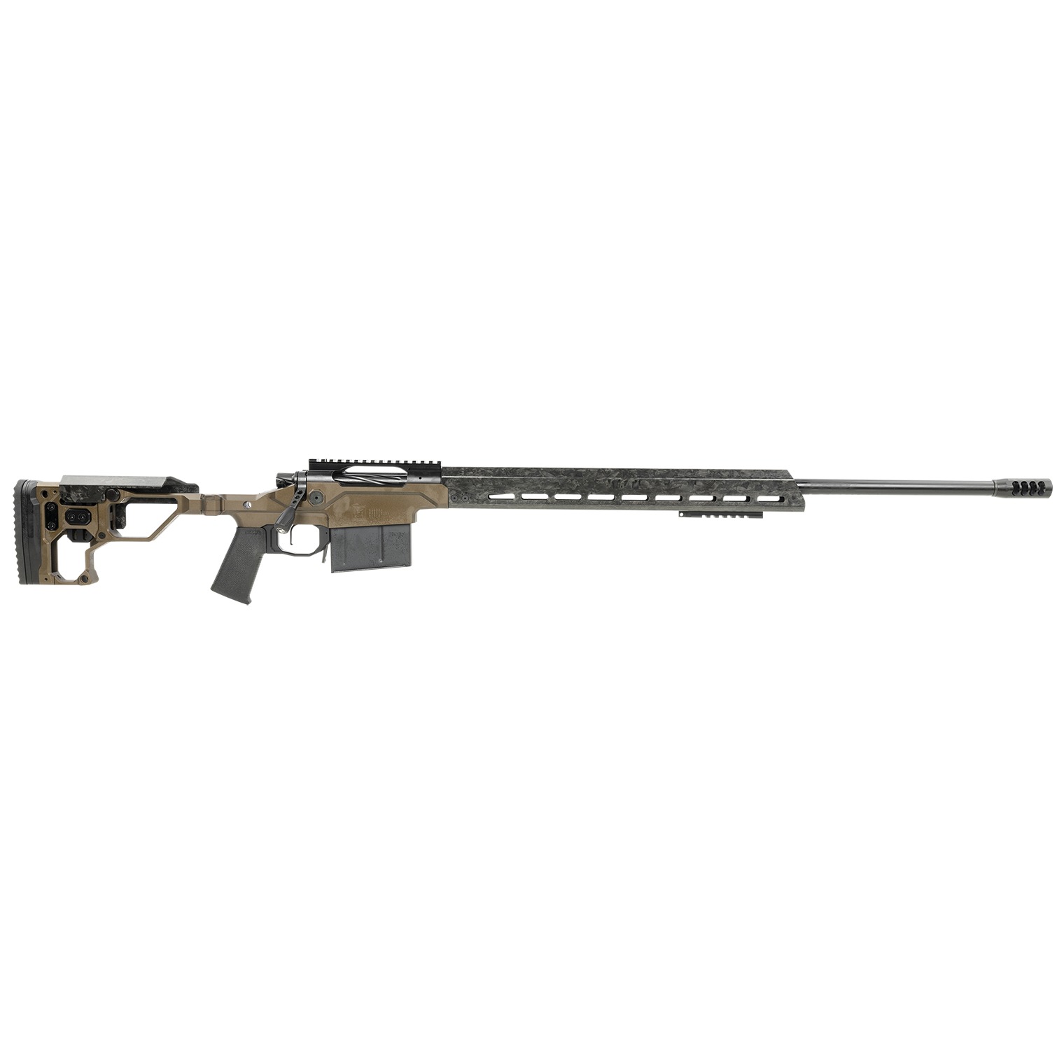 Christensen Arms 8010303400 Modern Precision 338 Lapua Mag 27” Threaded Barrel 5+1, Black Cerakote Rec, Desert Brown Folding Stock, Polymer Grip