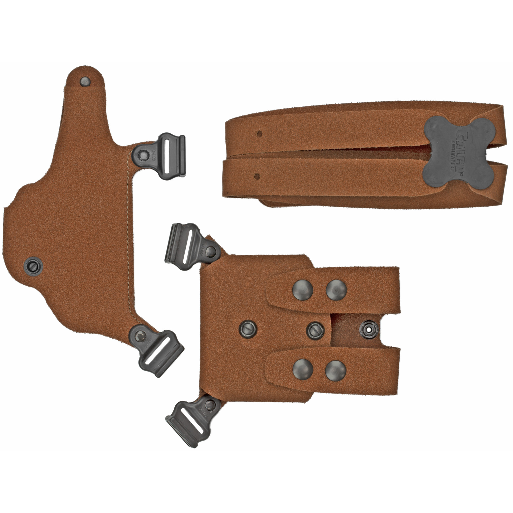 Galco CL2224 Classic Lite 2.0 Shoulder System Fits Chest Up To 56”, Natural Leather, Compatible w/Glock 17/19/Glock 22 Gen2-5, Right Hand *Worn, Missing Mag Carrier