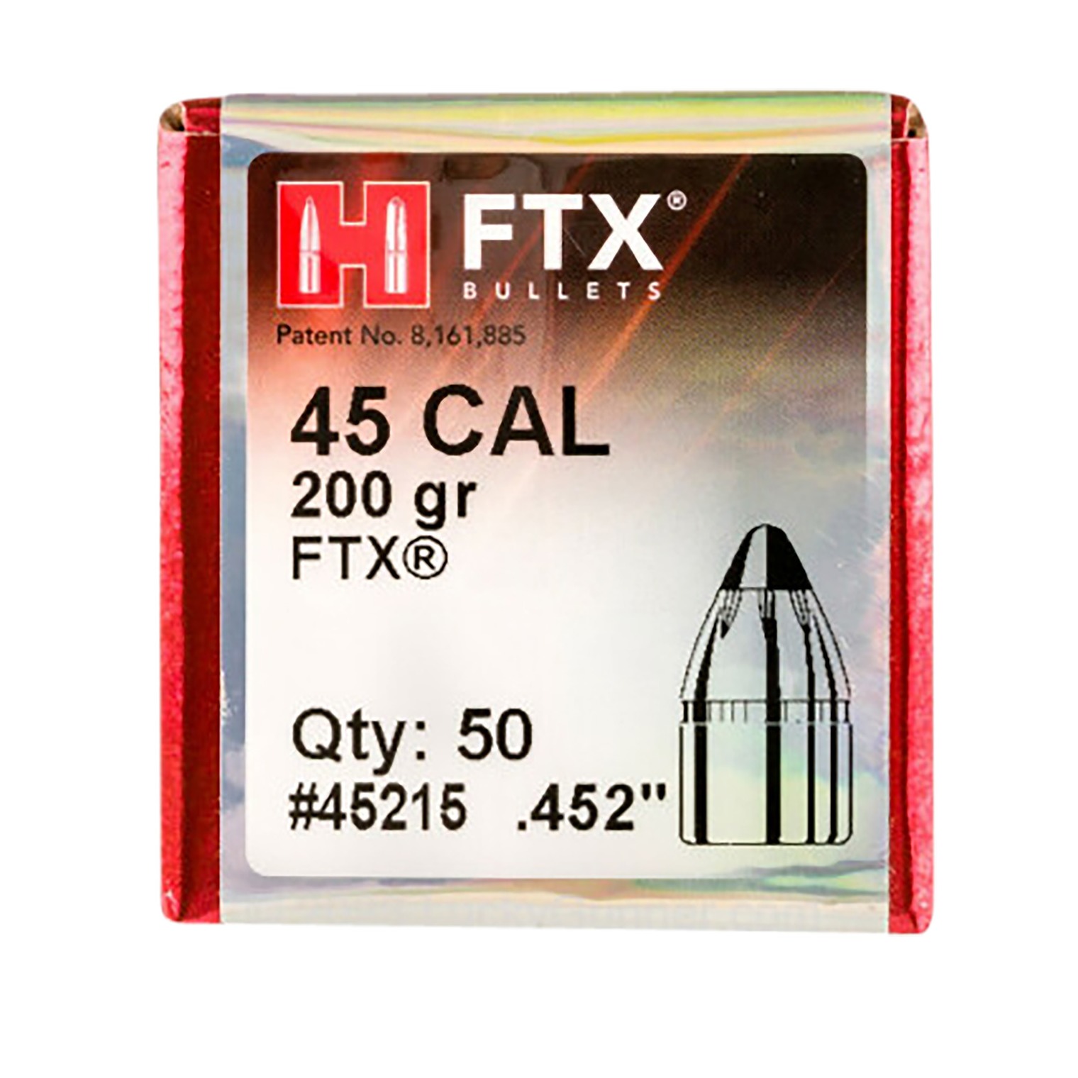 Hornady 45215 FTX 45 Cal .452 200 gr Flex Tip eXpanding 50 Per Box/ 25 Case