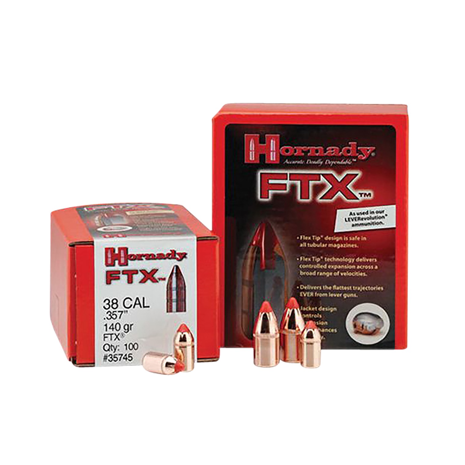 Hornady 35745 FTX 38 Cal .357 140 gr Flex Tip eXpanding 100 Per Box/ 15 Case