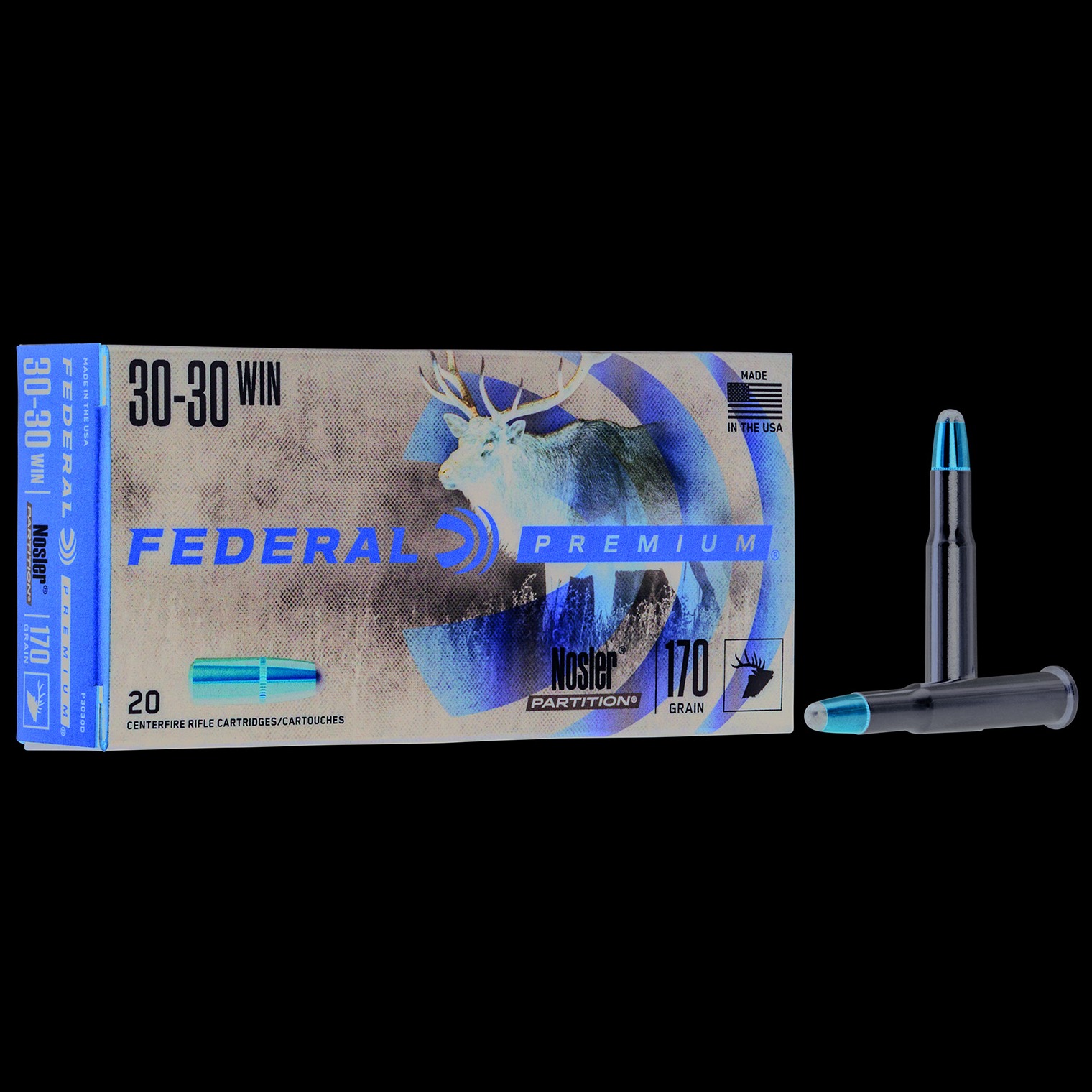 Federal P3030D Premium 30-30Win 170gr Nosler Partition 20 Per Box/10 Case