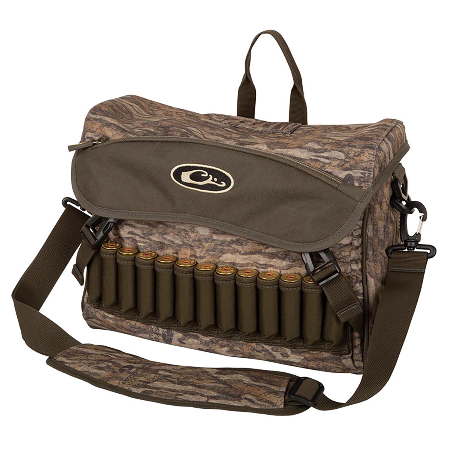 Drake Waterfowl DA1040006 Shoulder Bag 2.0 Mossy Oak Bottomland, 6 Storage Pockets, Exterior Storage & Shell Loops, Choke Tube Sleeves, Adj. Shoulder Strap