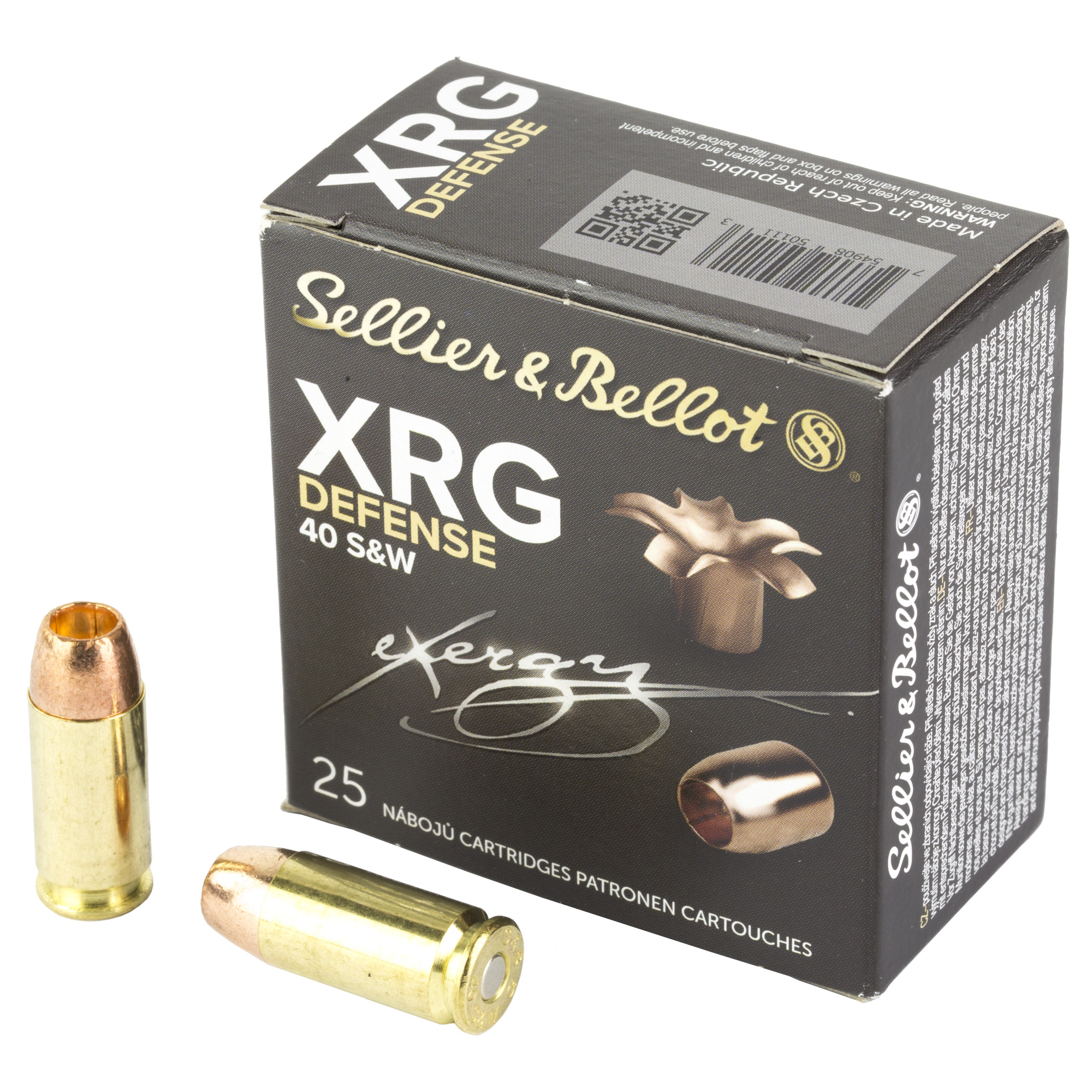 Sellier & Bellot SB40XA XRG Defense 40S&W 130gr Solid Copper Hollow Point 25 Per Box/40 Case