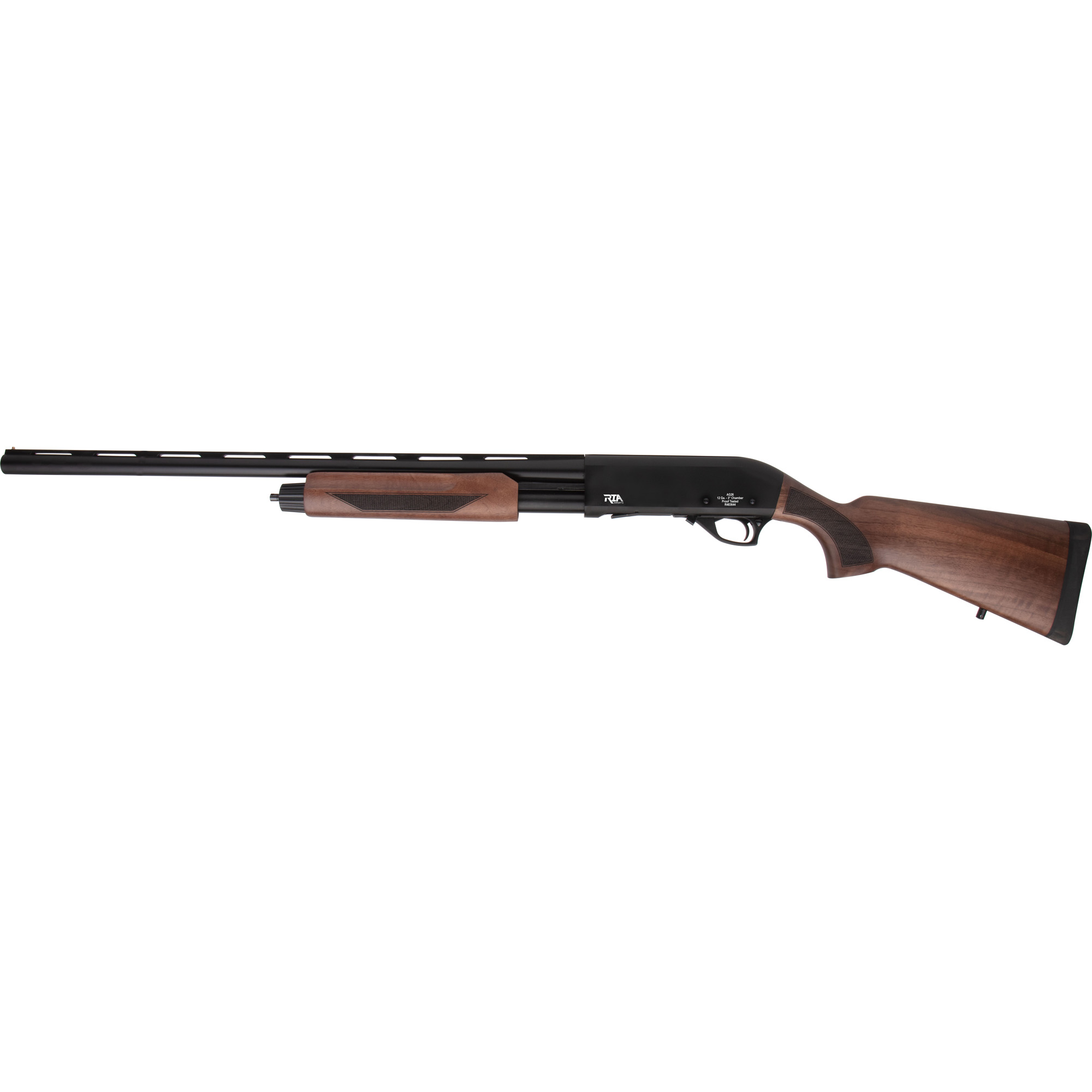 Rock Island PA12H26WD Pump Action Field 12 Gauge Pump 3” 5+1 26” Black Steel Barrel, Aluminum Receiver Fixed Walnut Wood Stock