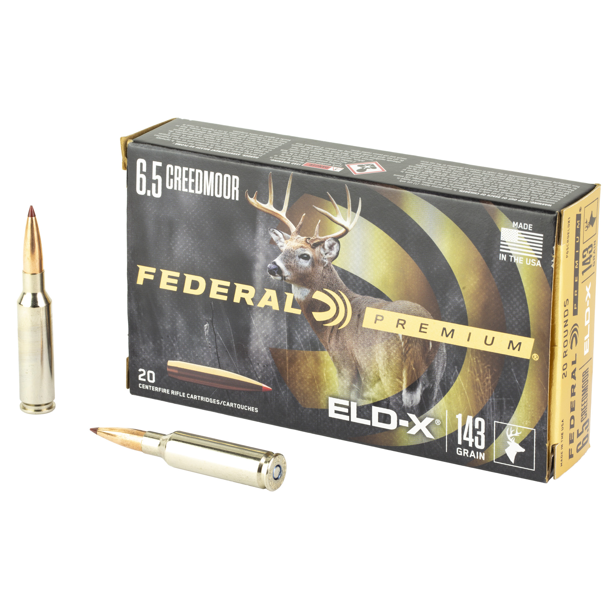 Federal P65CRDELDX1 Premium ELD-X 6.5 Creedmoor 143 gr Extremely Low Drag-eXpanding (ELD-X) 20 Per Box/ 10 Cs