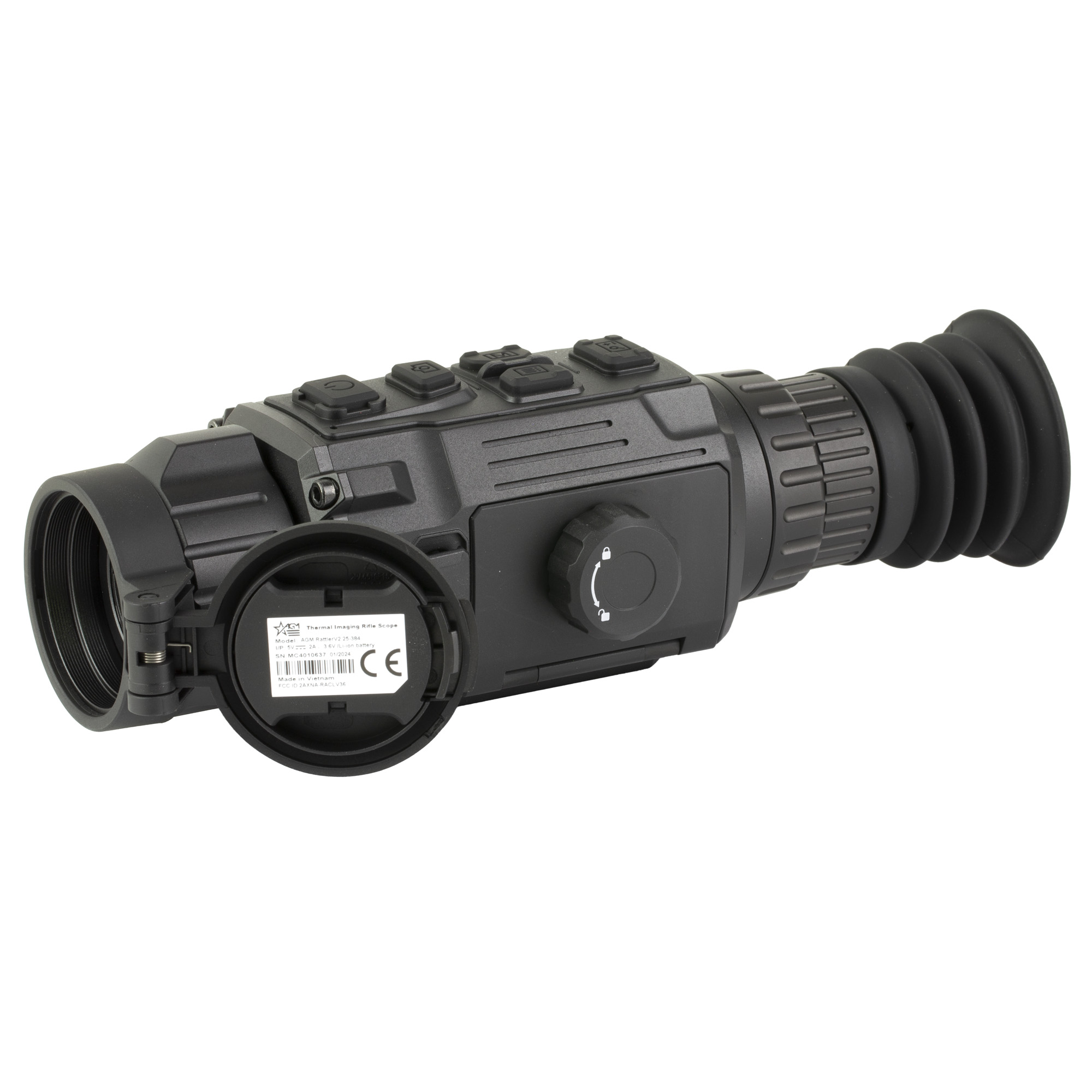 AGM Global Vision 314204550204R231 Rattler V2 25-384 Thermal Black 2-16x 25mm Multi Reticle, Digital 1x/2x/4x/8x Zoom 384x288, 50Hz Resolution