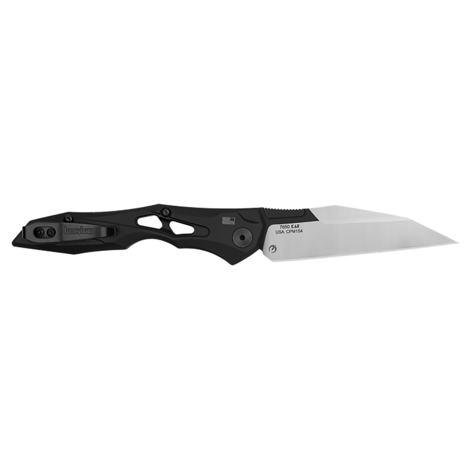 Kershaw 7650 Launch 13 Automatic 3.50” Folding Wharncliffe Plain Black Cerakote w/Satin Grind CPM 154 SS Blade, Black Anodized Aluminum Handle
