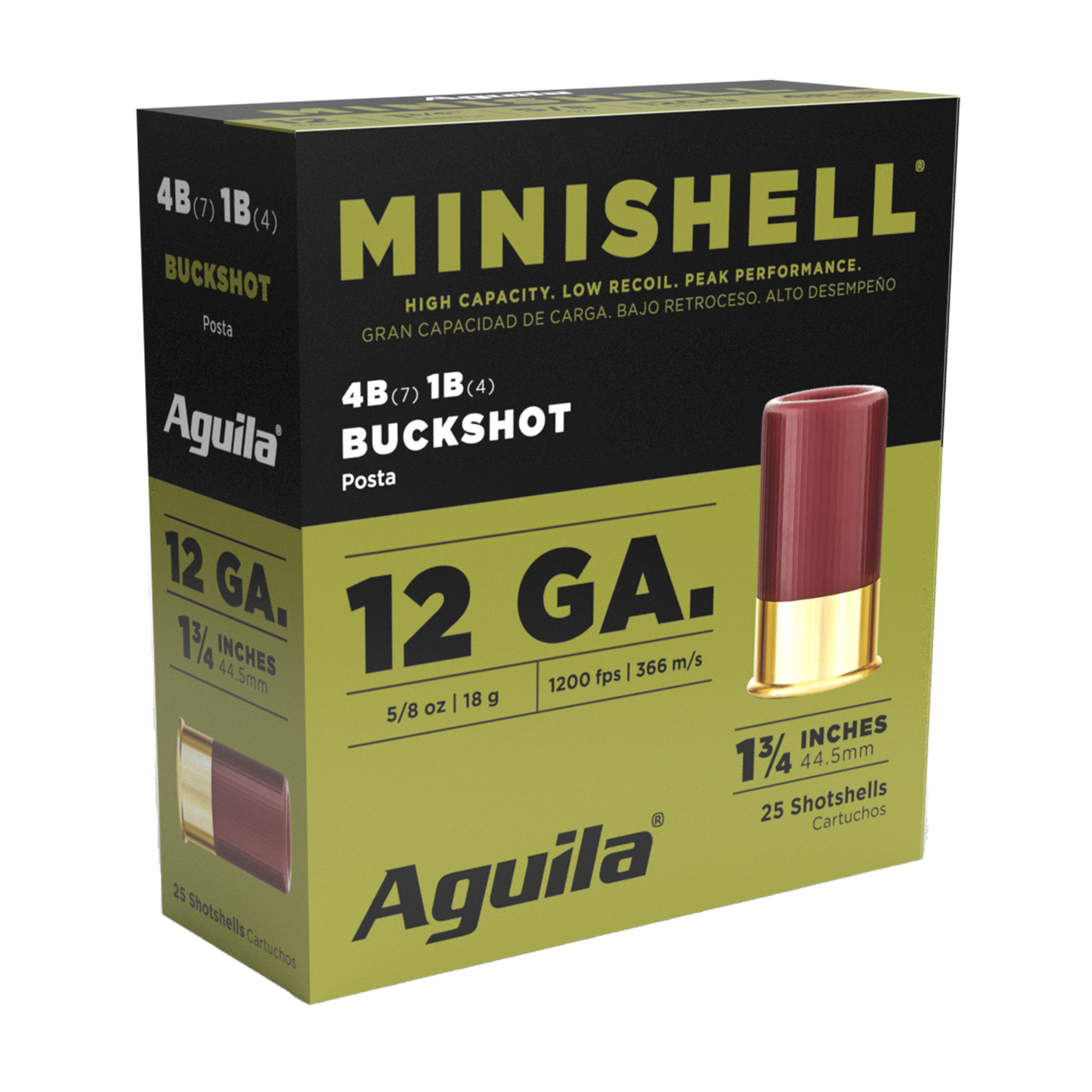 Aguila 1CHB1385 Minishell Buckshot 12Gauge 1.75” 5/8oz 4B(7P)/1B(4P) Shot 25 Per Box/10 Case