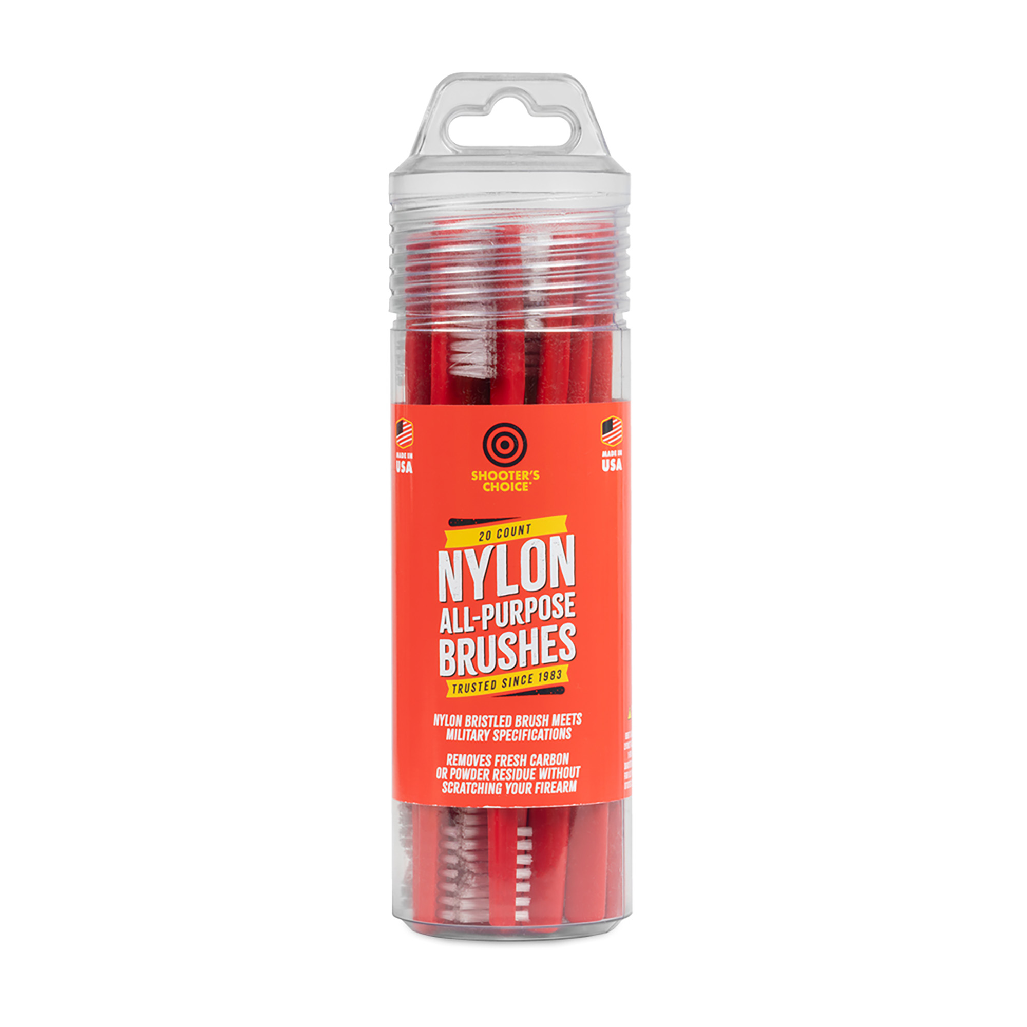 Otis 316R20 Receiver Brush Universal Firearm Nylon Bristles 20 Count Includes Reusable Storage Tube