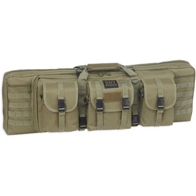 Bulldog BDT6037G BDT Tactical Double 37" Green Nylon, 3 Accessory Pockets, Deluxe Padded Backstraps Lockable Zippers, Padded Internal Divider