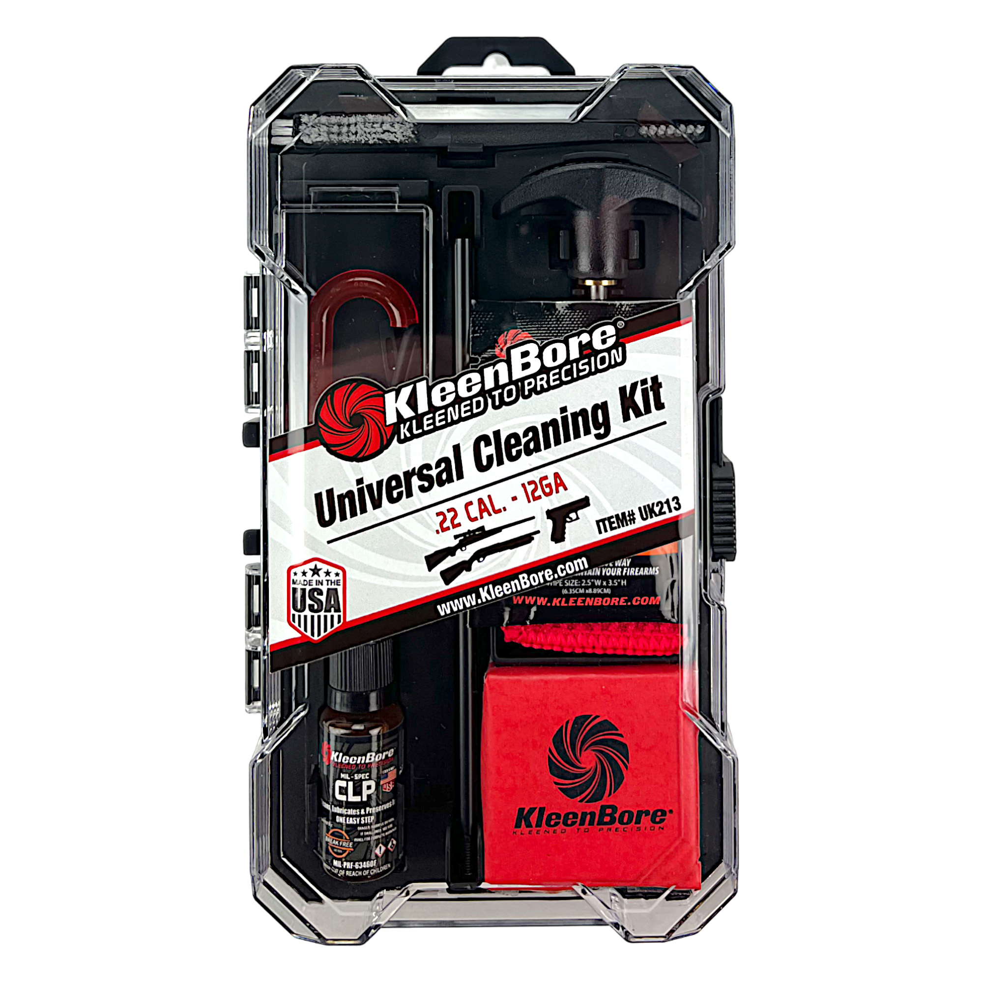 KleenBore UK213 Universal Cleaning Kit .22 Cal-12 Gauge Handguns/Rifles/Shotguns