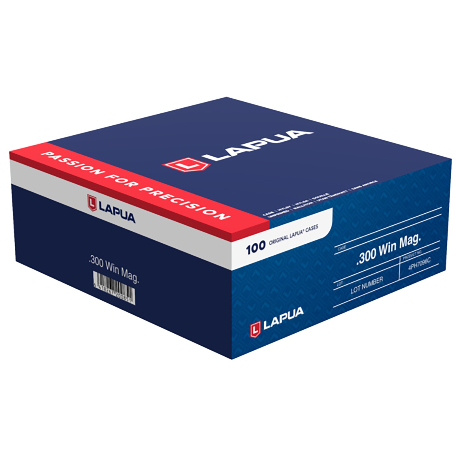 LAPUA 4PH7096C UNP CASE 300 WINCHESTER MAG 100