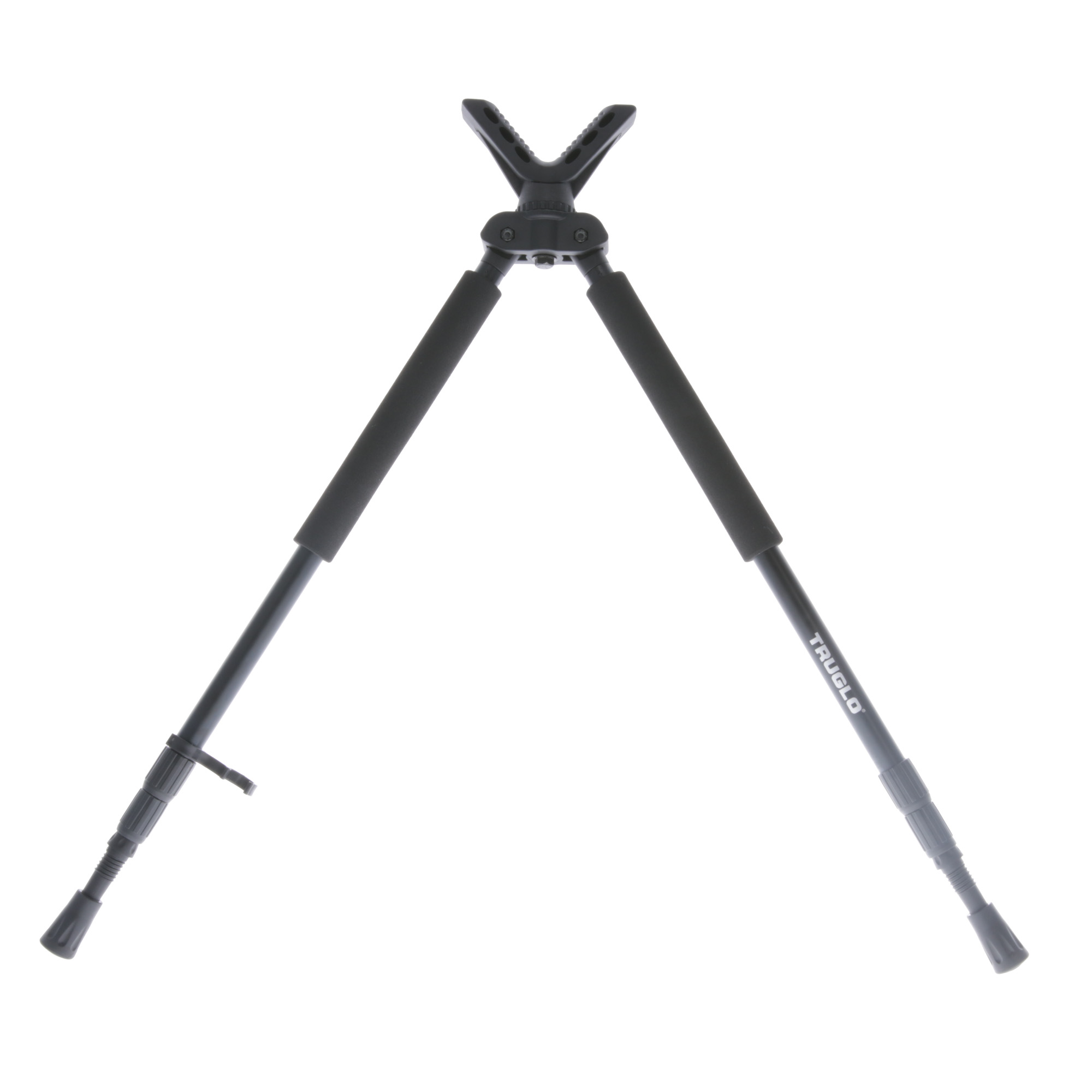 TruGlo TG8920XB Solid-Shot Bipod 21-40” Collapsible Black Aluminum, Rubberized V-Brace, Twist Lock Adjustable Legs, Includes Carry Case w/Shoulder Strap