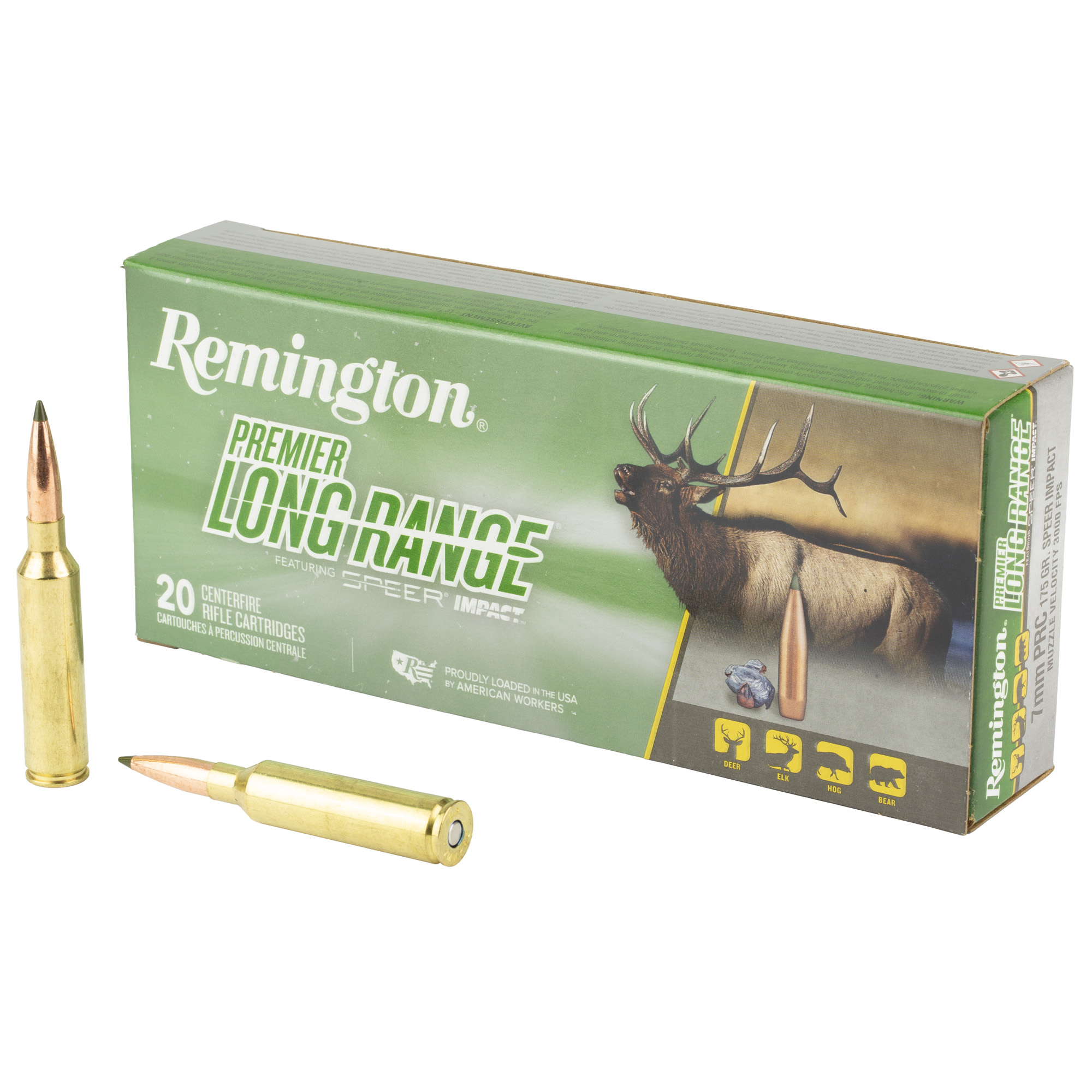 Remington Ammunition R28829 Premier Long Range 7mmPRC 175gr Speer Impact 20 Per Box/10 Case