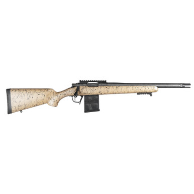Christensen Arms 8010612300 Ridgeline Scout Full Size 300 Blackout 4+1, 16" Black Nitride Steel Threaded Barrel, Black Nitride Aluminum Receiver, Tan w/Black Webbing Fixed Sporter Stock