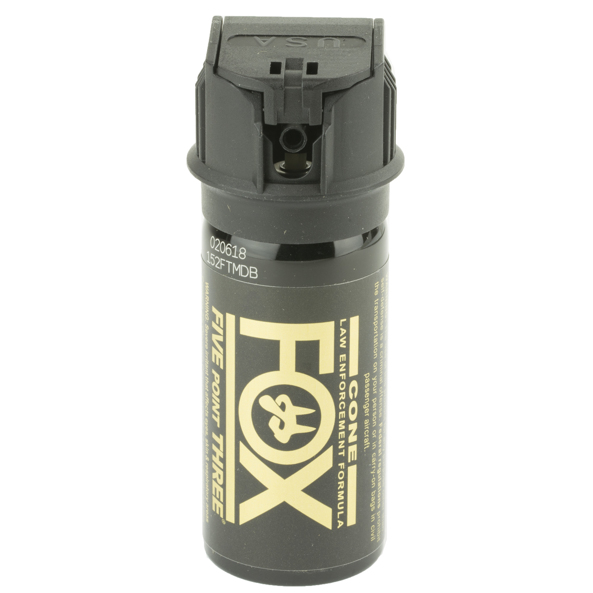 Fox Labs 152FTMDB Legacy Five Point Three 15 1/2 Second Bursts Cone Spray Range 152 ft 1.50 oz Black Spray Features Invisible UV Dye