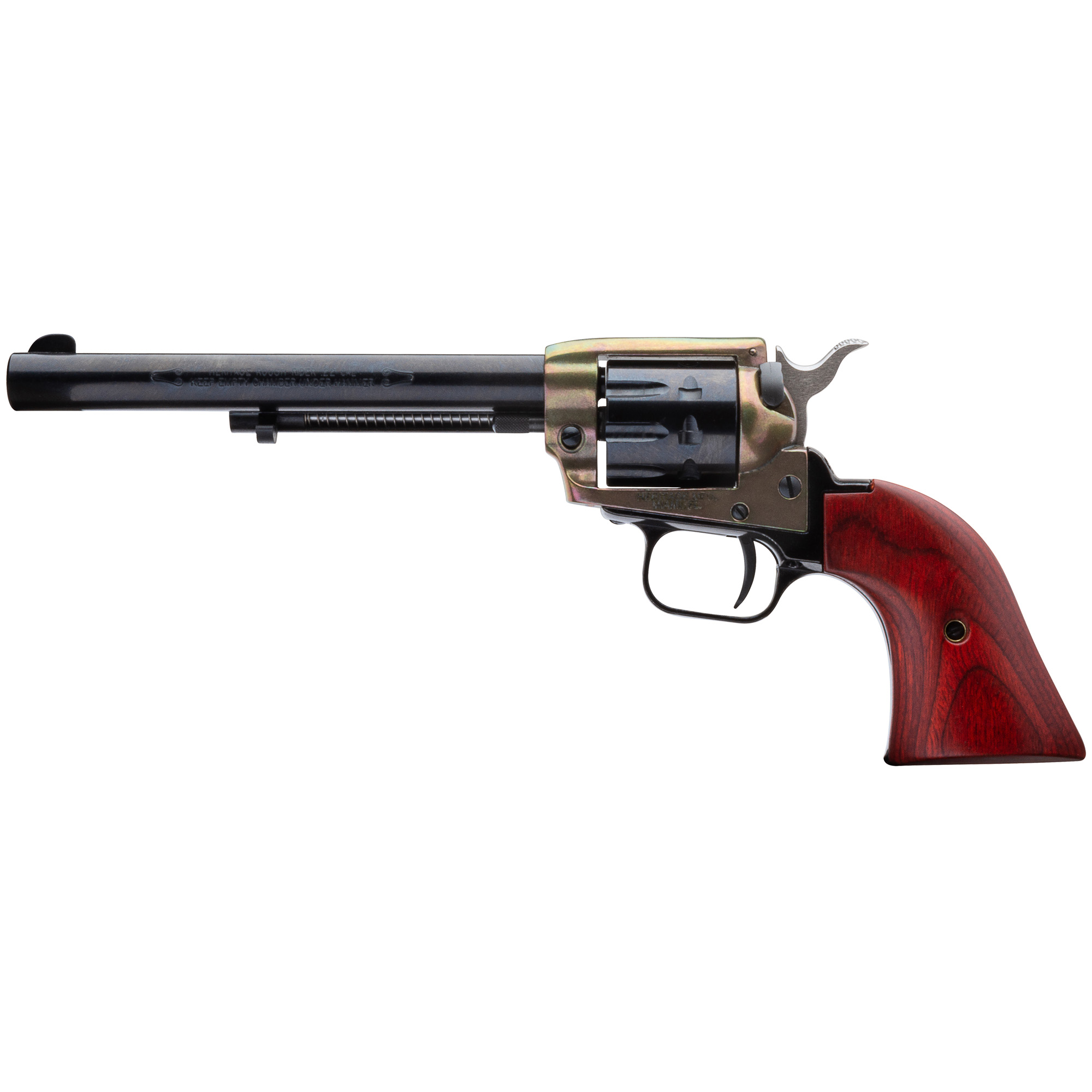Heritage Mfg RR22999CH6 Rough Rider 22 LR 9 Shot, 6.50” Black Steel Barrel, Simulated Case Hardened Zinc Alloy Frame, Black Cylinder, Cocobolo Grip, Hammer/Thumb Safety, Exposed Hammer