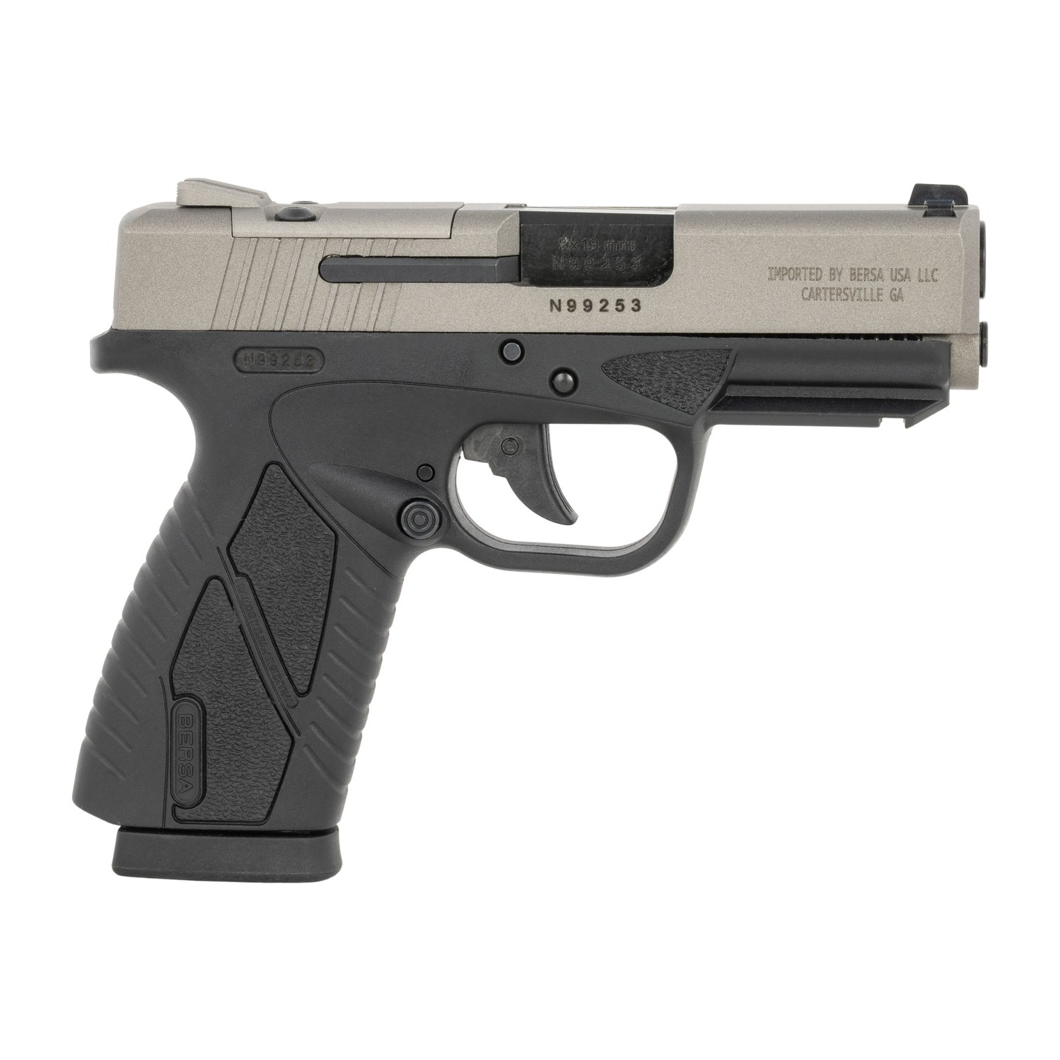 Bersa BP9DTCCOR BPCC Sub-Compact 9mm Luger 8+1 3.30” Black Barrel, Nickel Steel Optic Ready/Serrated Slide, Black Polymer Frame w/Accessory Rail, Textured Grip, RMSc Footprint