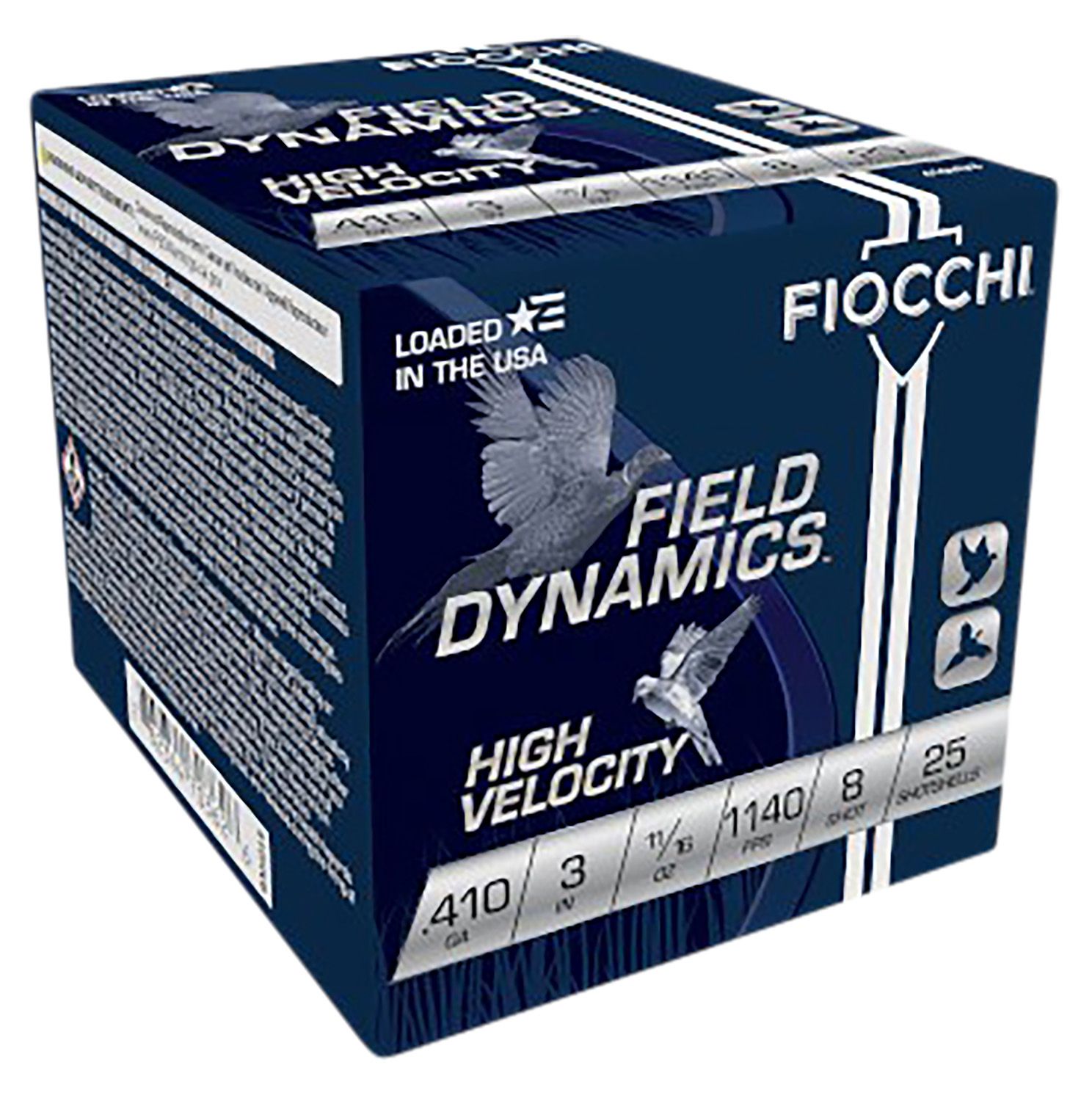 Fiocchi Field Dynamics High Velocity 410HV8, 410 Gauge, 3", 11/16 oz, 1140fps, 8 Shot, 25 Rd/bx