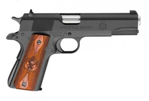 Springfield Mil-Spec, 1911 45 ACP, 5", Black, Cocobolo, 7rd, 2 Magazines, Match Grade, California Compliant, 3 Dot,, Parkerized