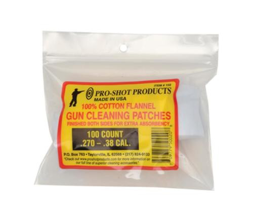 Pro-Shot Cotton Flannel Patches .270-.38 Caliber 2" Round, 100/Bag