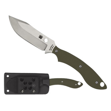 Spyderco FB49GPOD Stok 2.95" Fixed Bowie Plain Stonewashed 8Cr13MoV SS Blade/Olive Drab Textured G10 Handle Includes Sheath w/G-Clip
