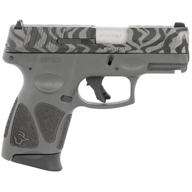 Taurus 1G3C931GZEB G3C Compact Frame 9mm Luger 12+1 3.26" Matte Stainless Steel Barrel, Gray w/Zebra Stripes Serrated Steel Slide, Black Polymer Frame w/Picatinny Rail, Black Polymer Grip, Right Hand