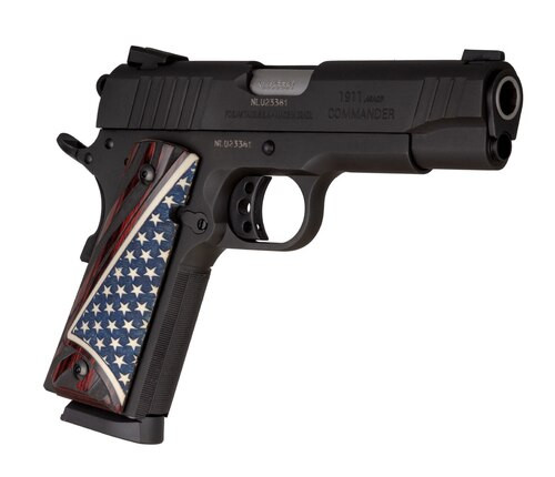 Taurus 1911 Commander, 45 ACP, 4.25" Barrel, 8rd, Rosewood W.Bonded Ivory Flag Grips