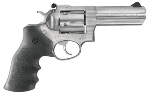 Ruger GP100 Medium Frame 357 Mag 4.20" Satin SS Barrel, Cylinder & Frame, Hogue Monogrip, Transfer Bar Safety, Exposed Hammer