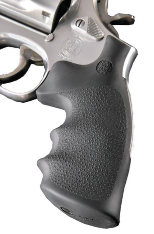 Hogue S&W J Frame Round Butt Rubber Grip, Finger Grooves Black