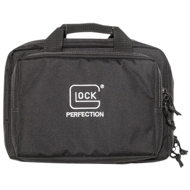Glock AP60300 Double Pistol Case Dual Padded Compartments, 5 Internal Mag Holders, 3 Zippered Compartments, Carry Handle, Black 12.5"x9.5"x4.5"