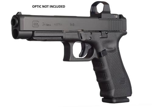 Glock, 34 Gen4, Competition, Modular Optic System, Striker Fired 9mm, 5.31" Barrel, Polymer Frame, Matte Finish, Adjustable Sights, 17Rd, 3 Magazines