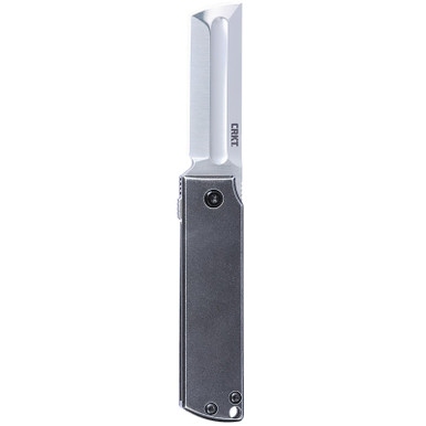 CRKT 5915 MinimalX EDC 2.19" Folding Modified Tanto Plain Satin 12C27 Sandvik Blade, Stonewashed Stainless Steel Handle