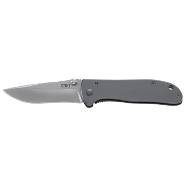 CRKT 6450S Drifter EDC 2.88" Folding Drop Point Plain Satin 8Cr14MoV SS Blade, Silver Stainless Steel Handle