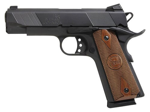 Iver Johnson 1911 Hawk, 45 ACP, 4.25", 8rd, Walnut Grips, Black