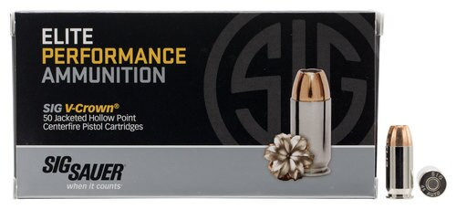 Sig Sauer Ammo Elite Performance V-Crown 45 ACP 230gr, JHP, 50rd Box