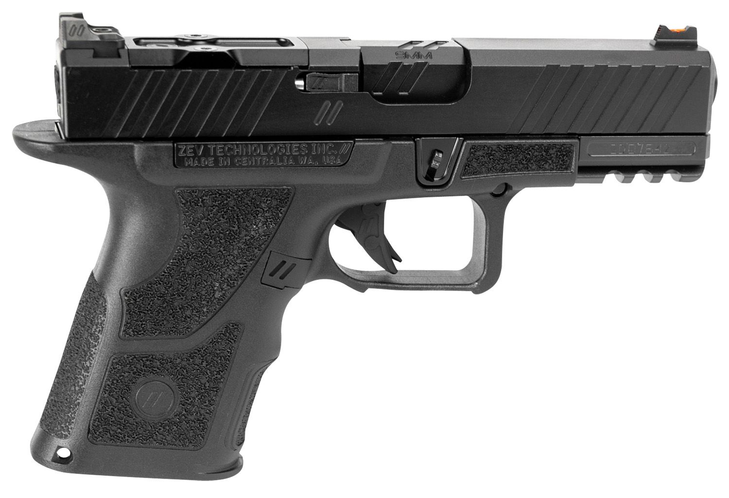 Zev Technologies OZ9 Duty Compact Optic Ready Pistol OZ9CDUTYSS, 9mm, 4in, Black X Polymer, Black Finish, 15 Rds
